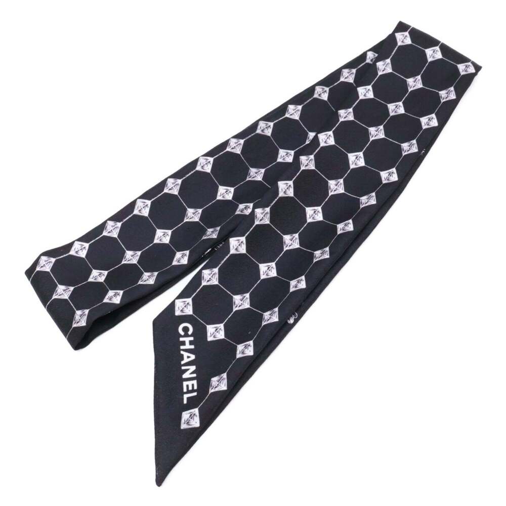 CHANEL Silk Slim Bandeau Scarf, Black, for Women